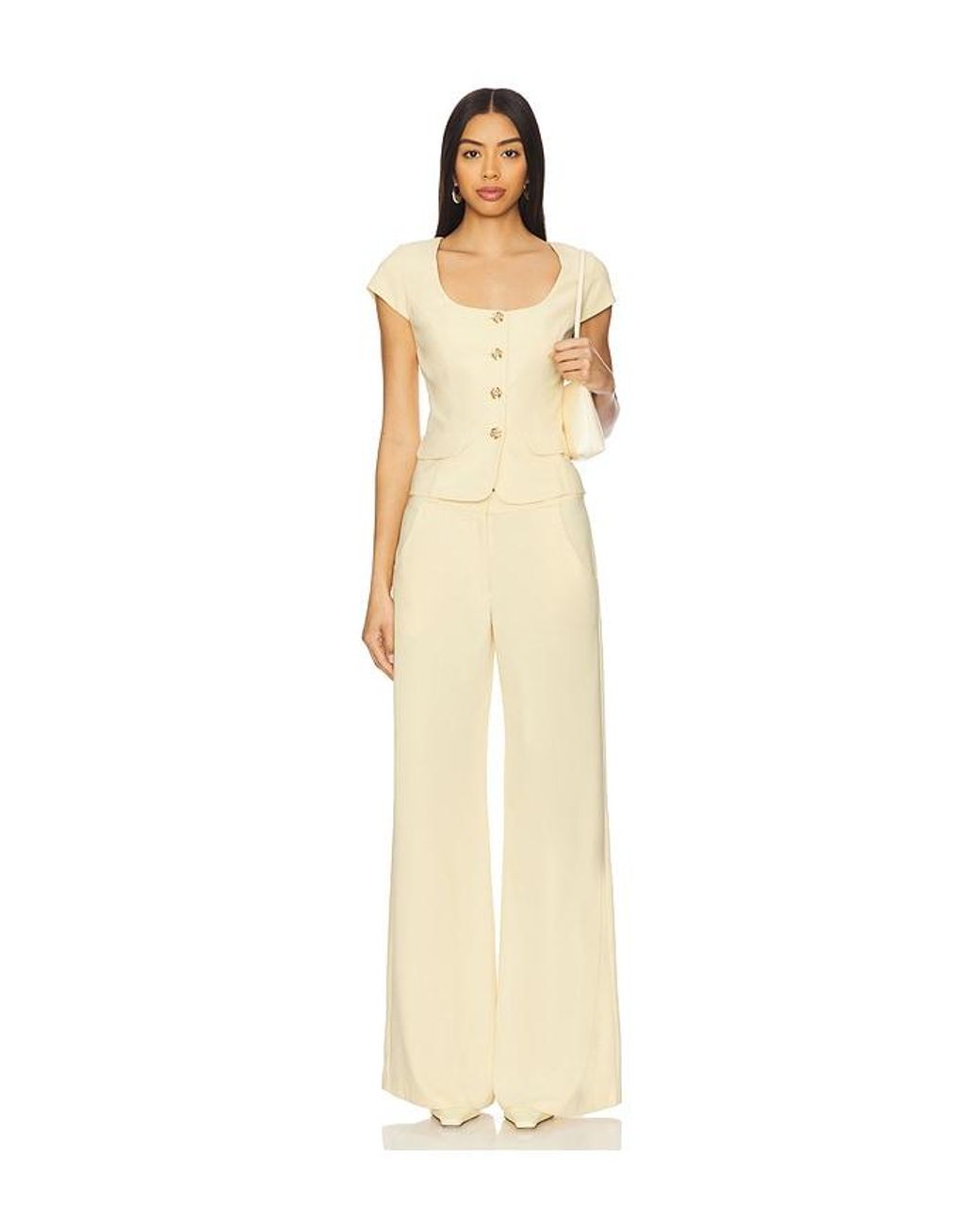 Amanda Uprichard Natural Short Sleeve Kya Top