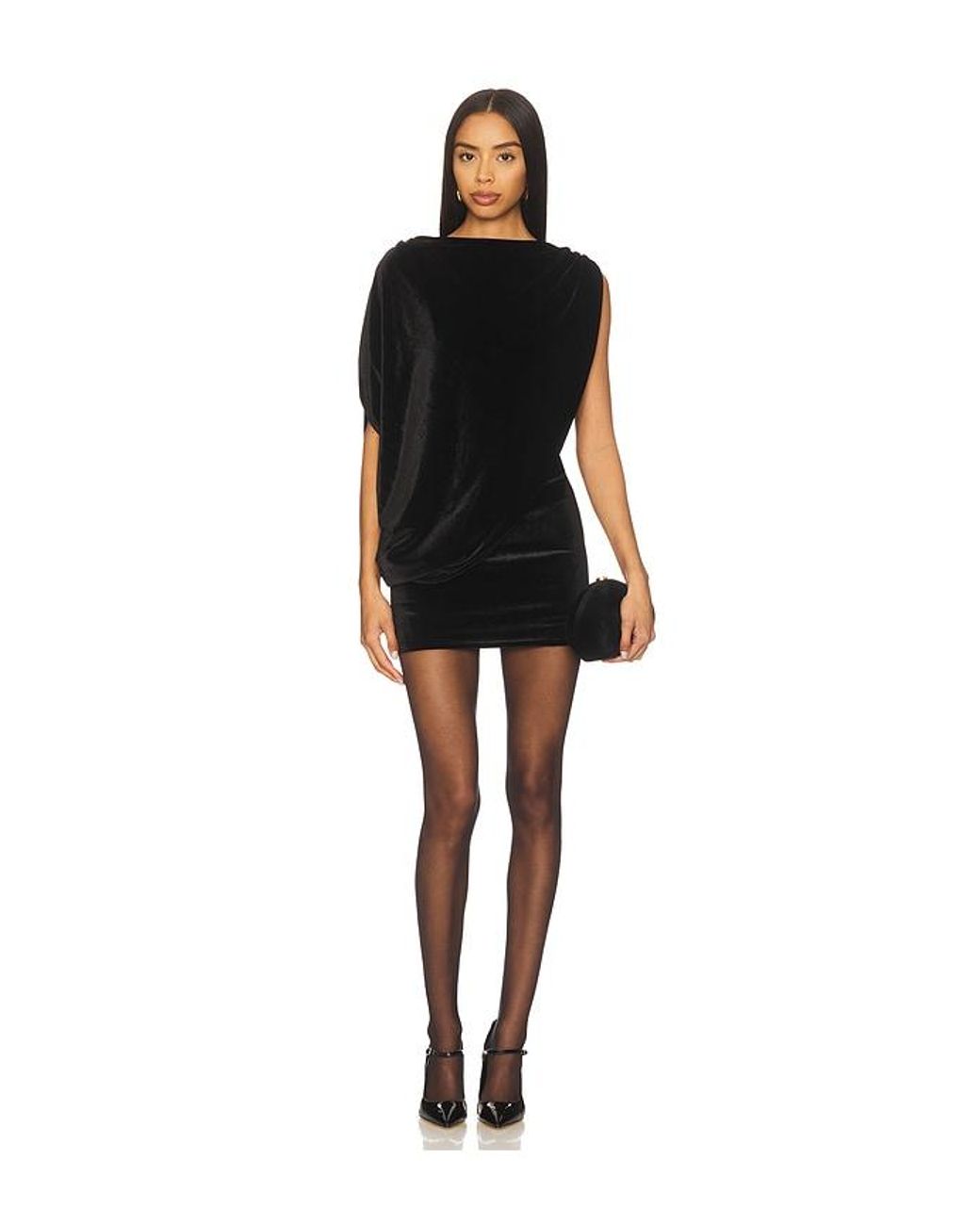 MORE TO COME Black Annmarie Velvet Mini Dress
