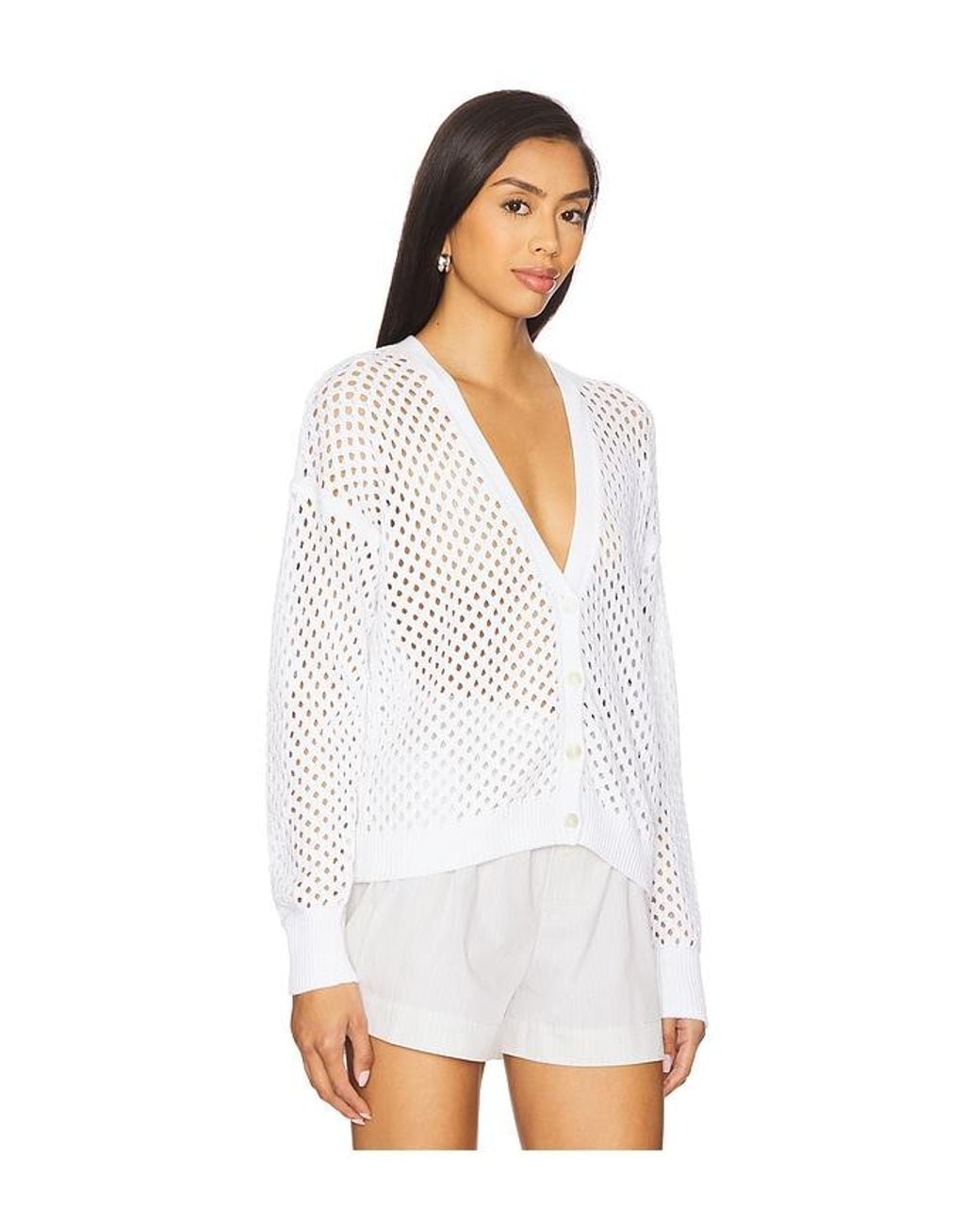 Autumn Cashmere White Solid Mesh Cardigan