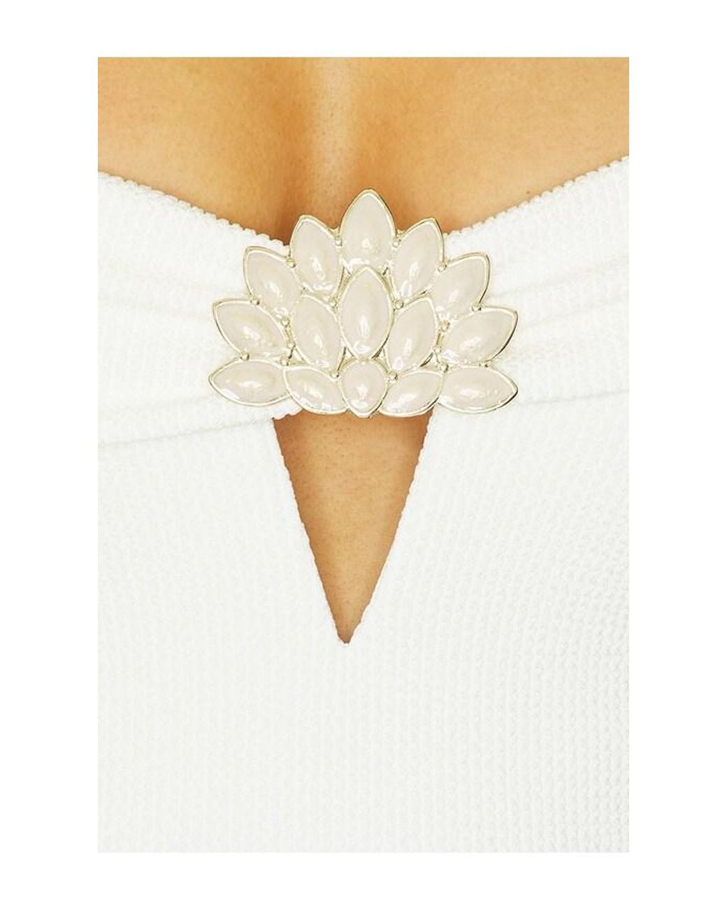 PATBO White Cora Knit Off Shoulder Bodysuit