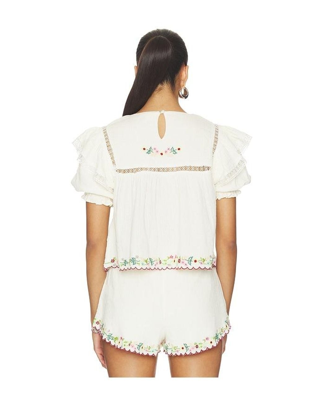 For Love & Lemons White Leah Cotton Top