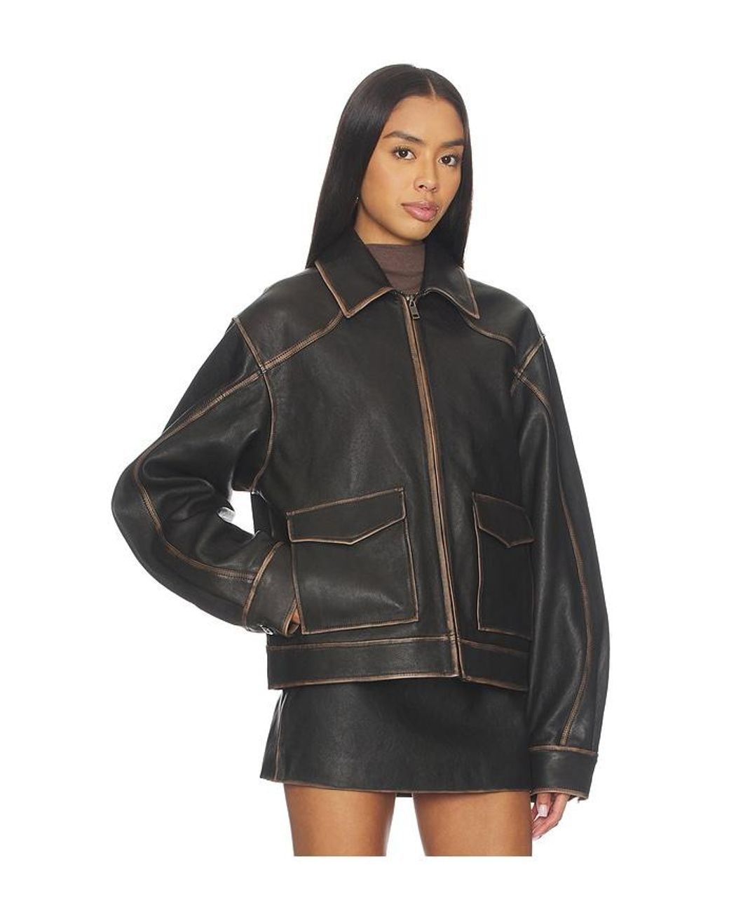 Mimchik Black Pint Leather Jacket