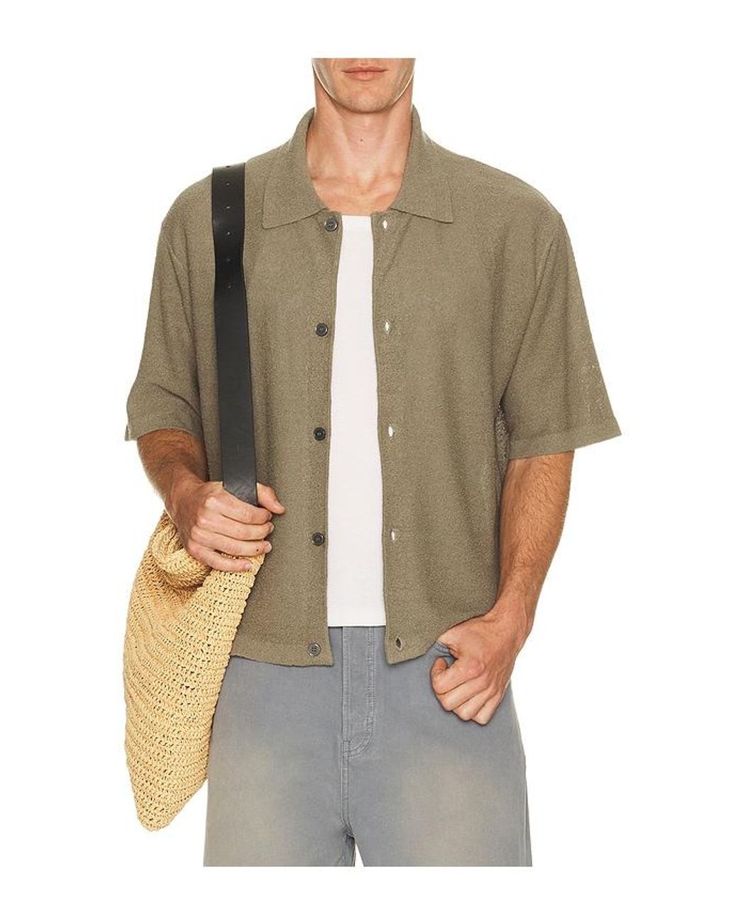 FRAME Brown Light Cotton Silk Short Sleeve Cardigan for men