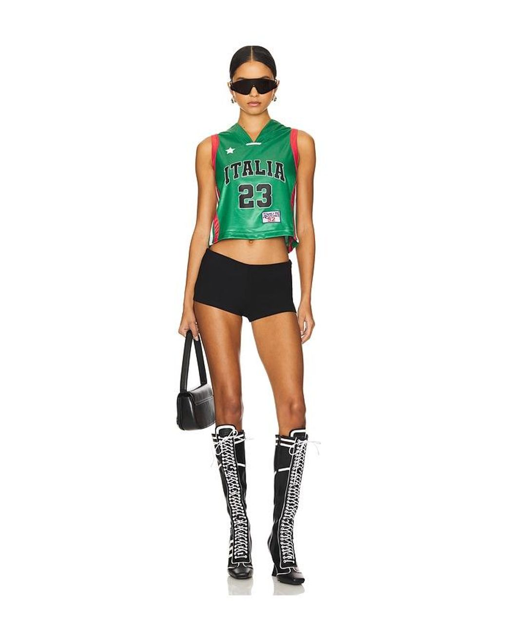 Jaded London Green Shrunken Basketball Jersey Top