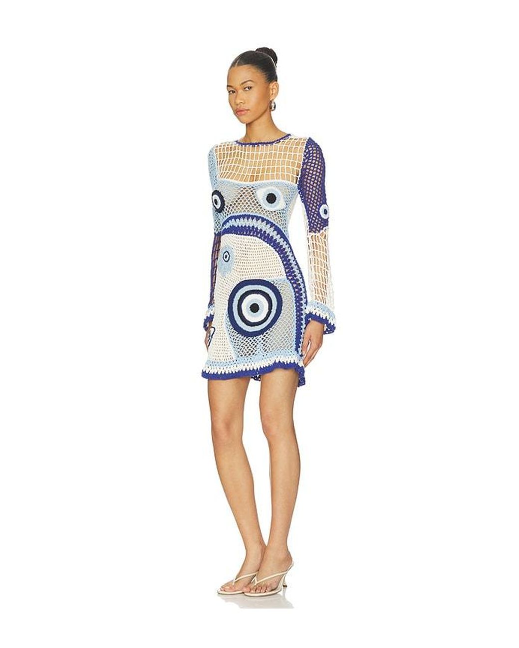 Leslie Amon Blue Dream Evil Eye Mini Dress