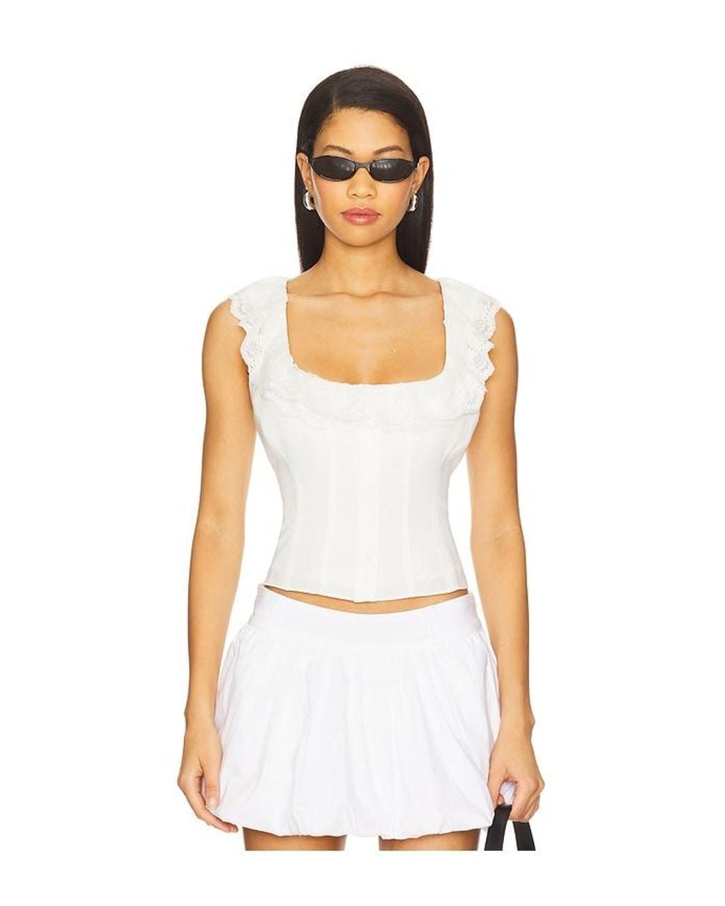 GUIZIO White Paloma Lace Top