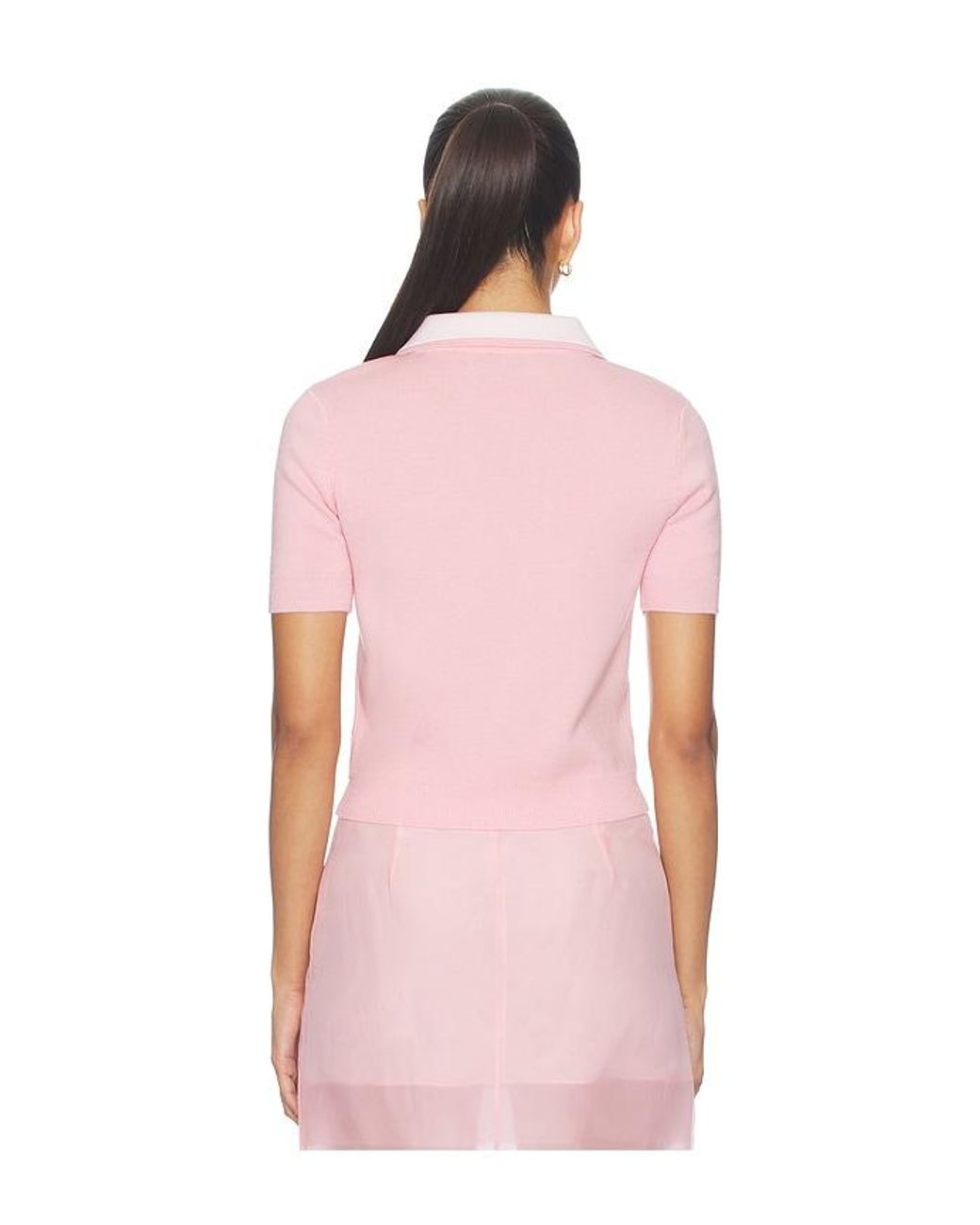 Monse Pink Doubled Half Front Placket Knit Tee