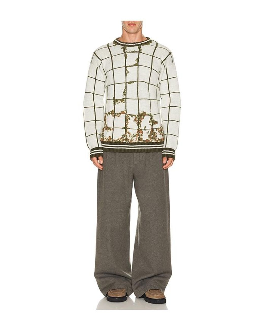 Pas Une Marque Gray Moss-Knitted Sweater for men