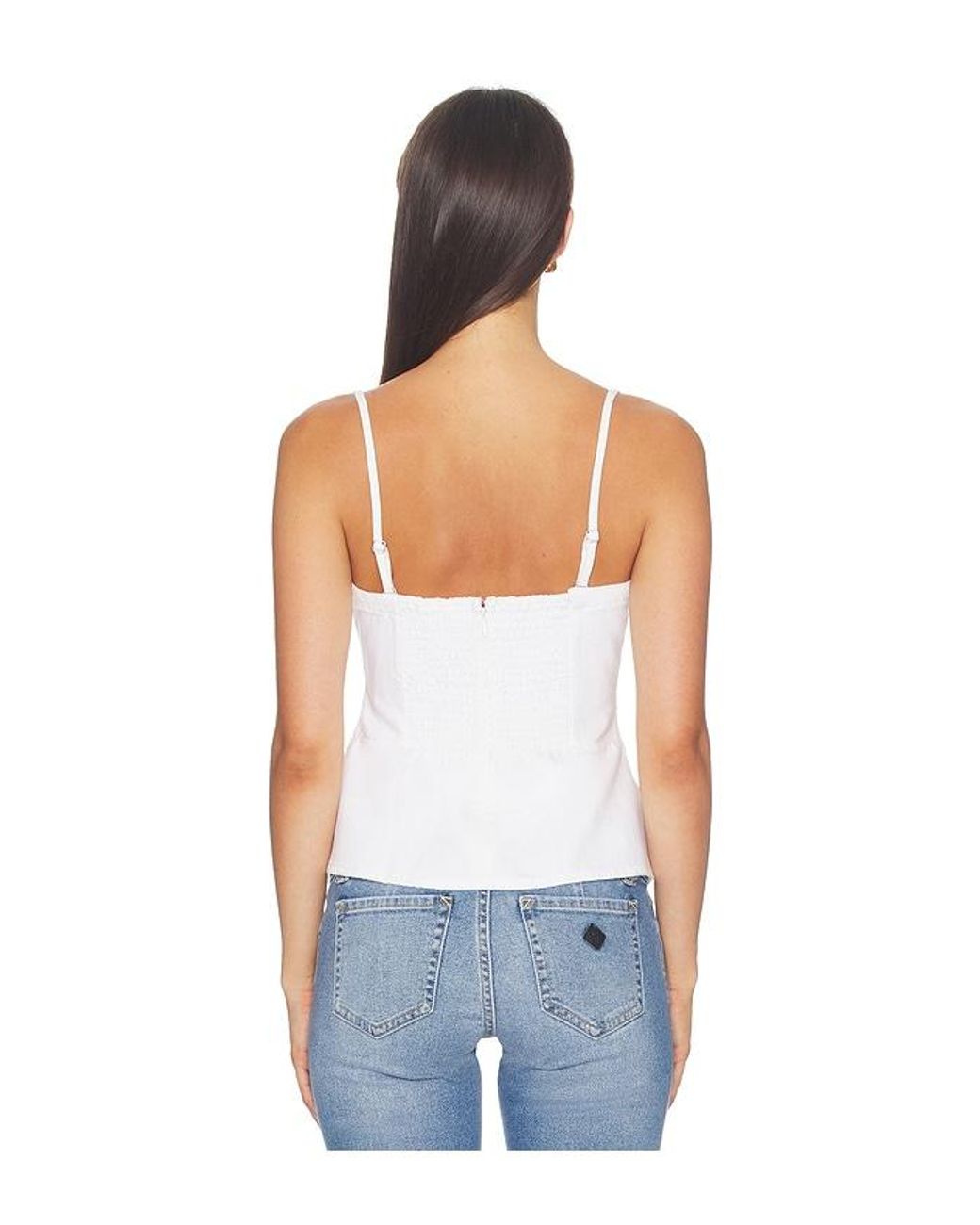 Madewell White Airy Denim Ruched Squareneck Tank