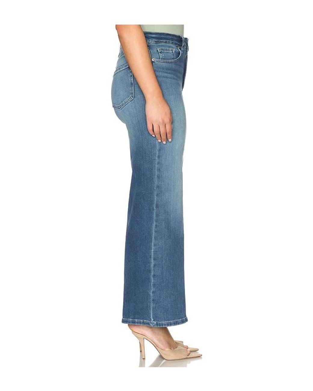 GOOD AMERICAN Blue Soft Tech High Palazzo Ankle Jeans