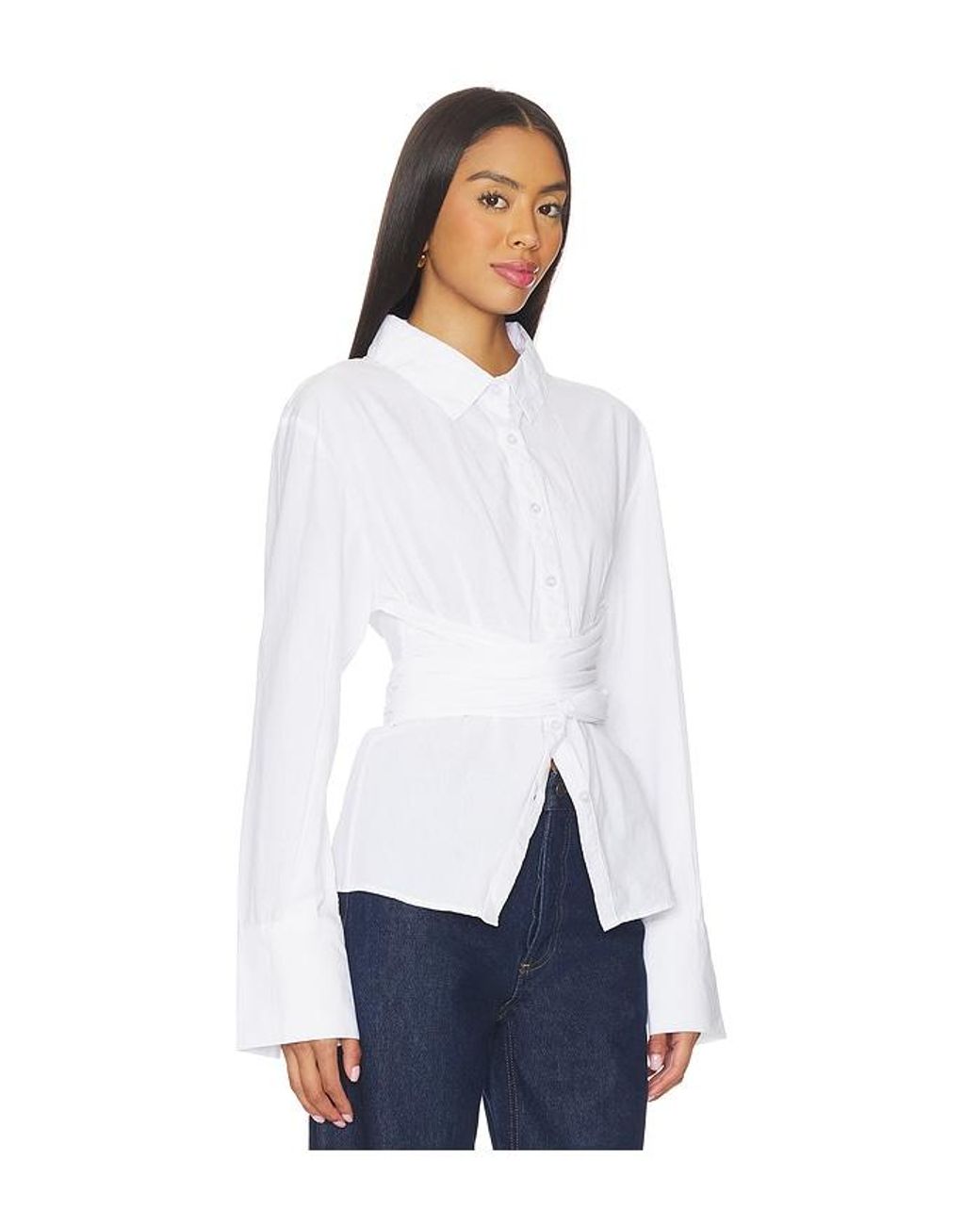 SNDY'S White Hemd Teigan Cinched Button