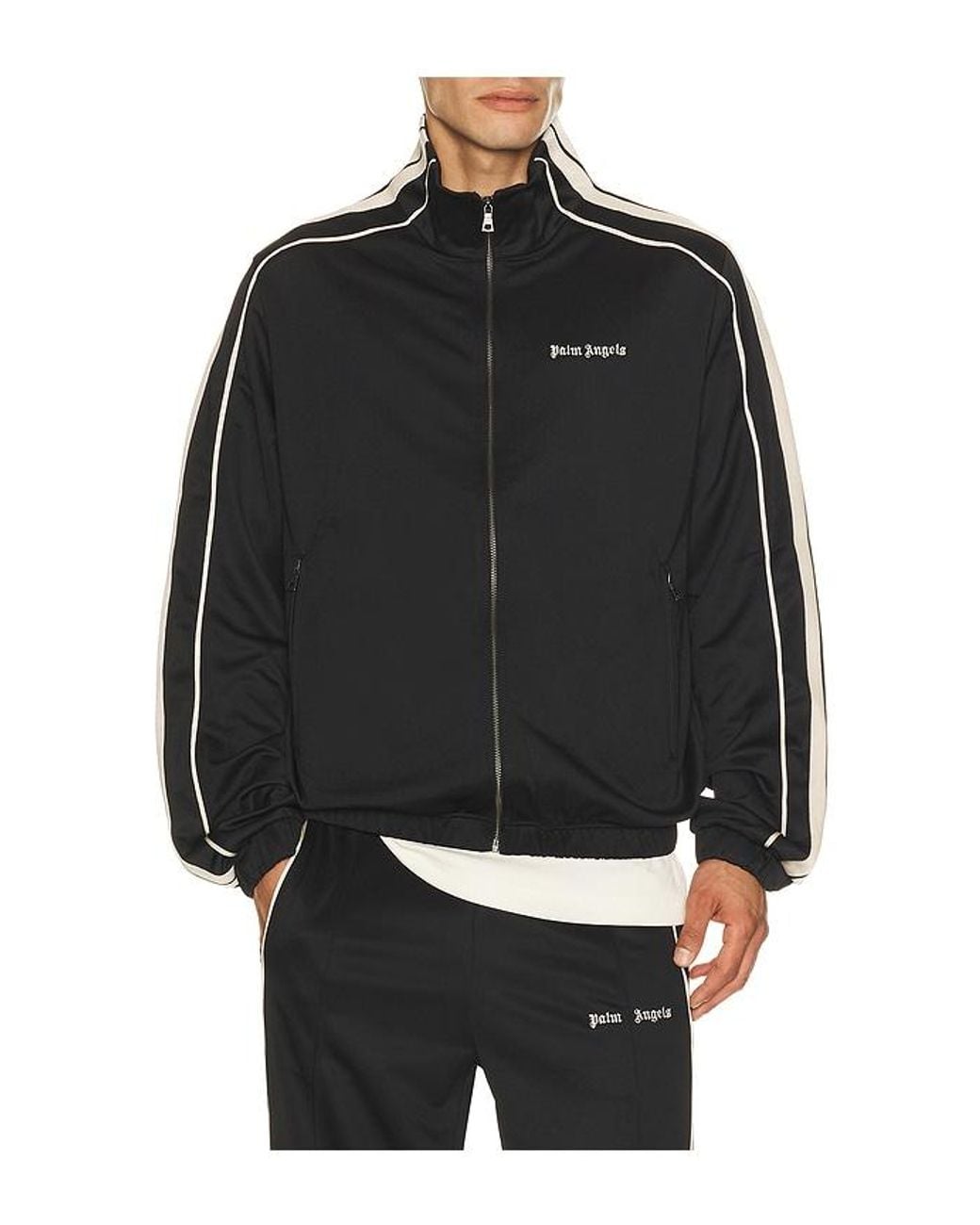 Palm Angels Black Classic Logo Vintage Track Top for men