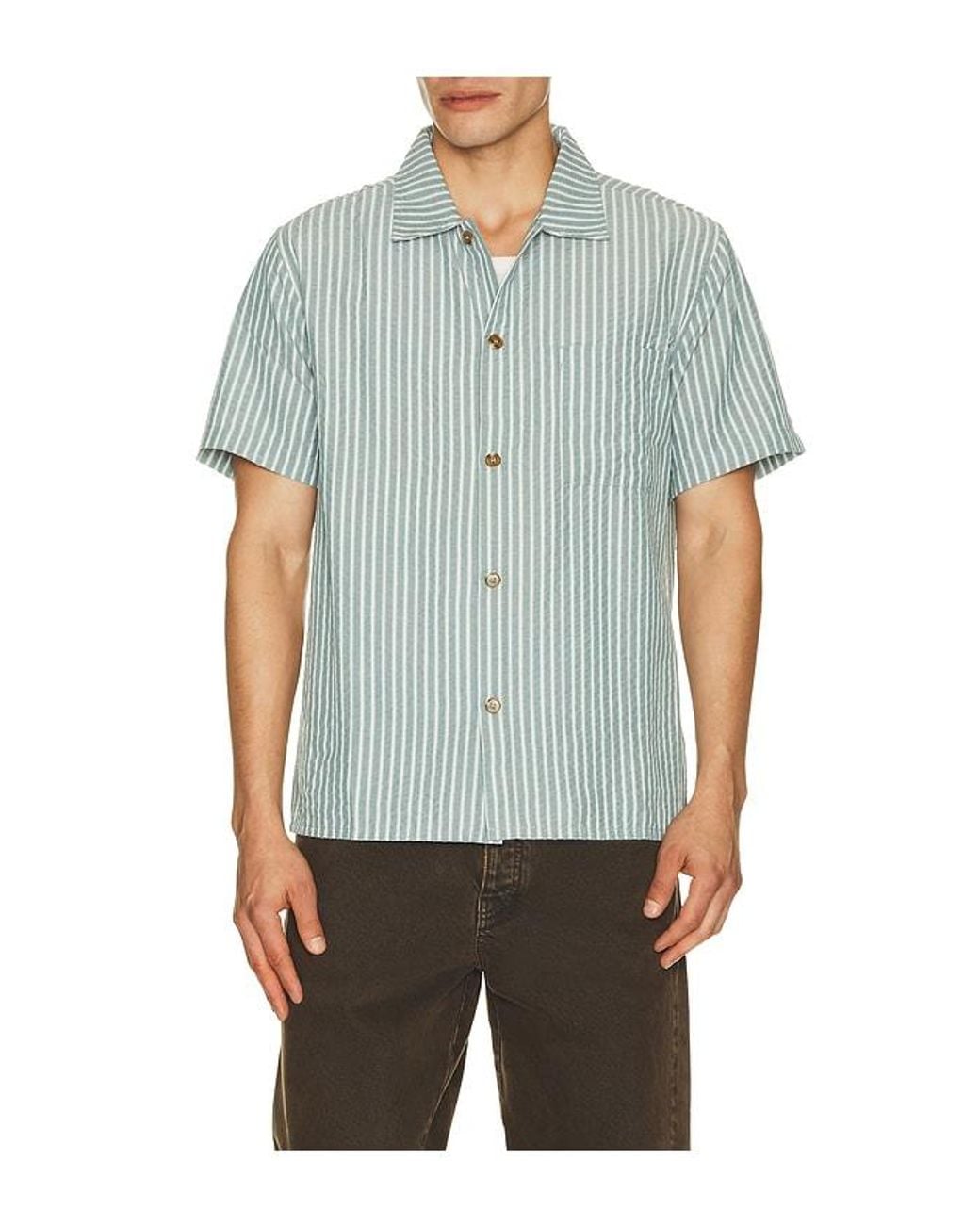 Rhythm Blue Seersucker Stripe Shirt for men