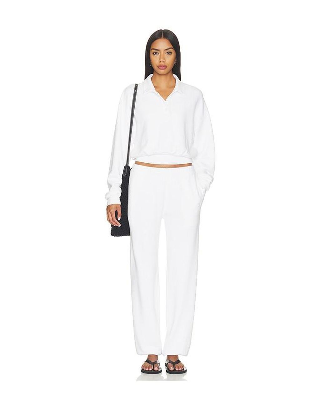 ÉTERNE White French Terry Boyfriend Pocket Sweatpant