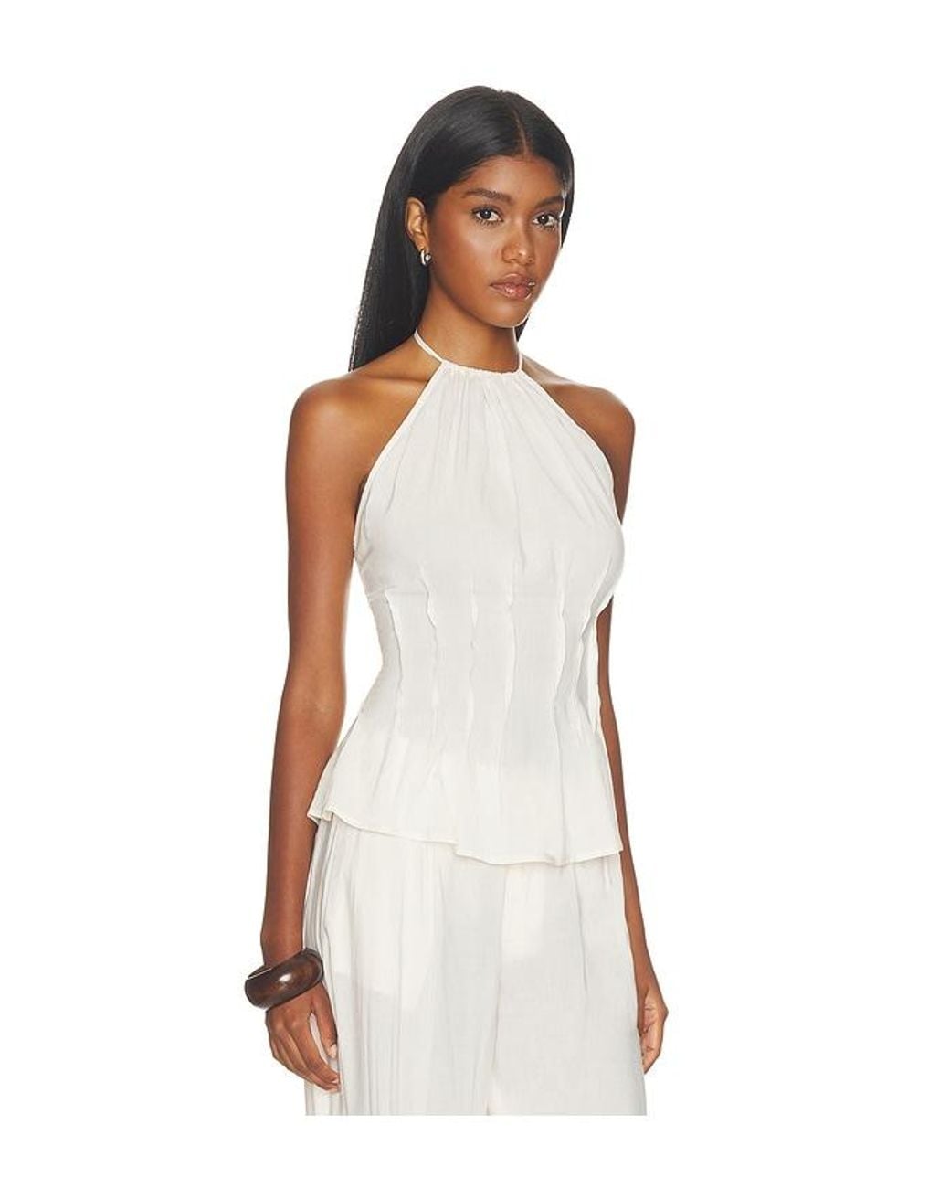 WeWoreWhat White Pleated Halter Top