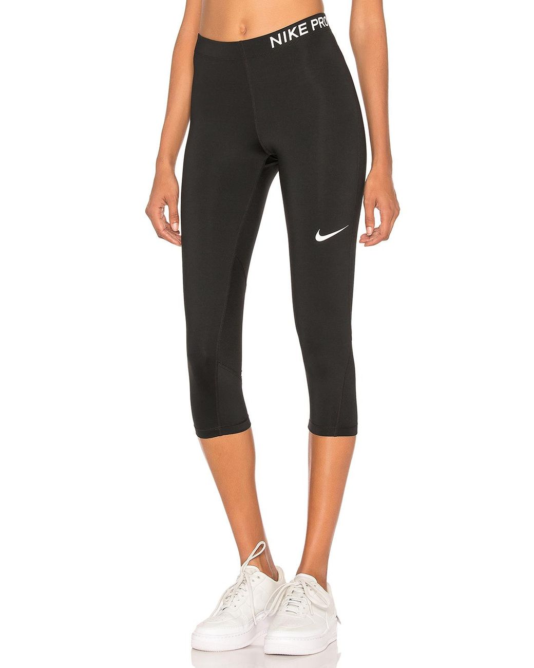 Nike Synthetic Pro Dri-fit Capri Training Leggings in Black & White ...
