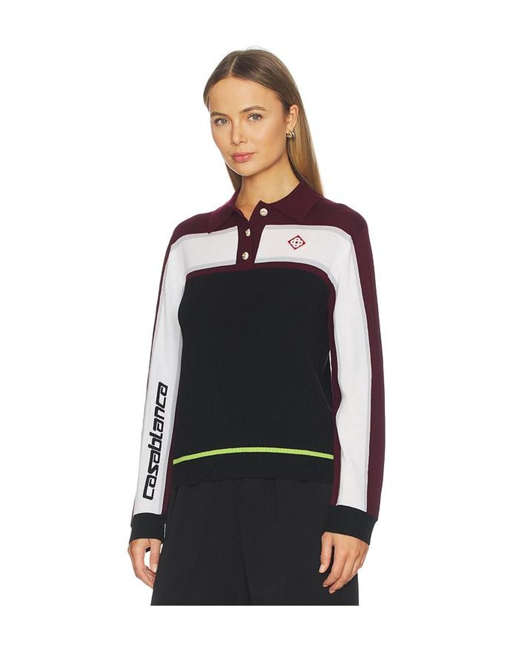 Casablanca Black Striped Oversized Polo Shirt