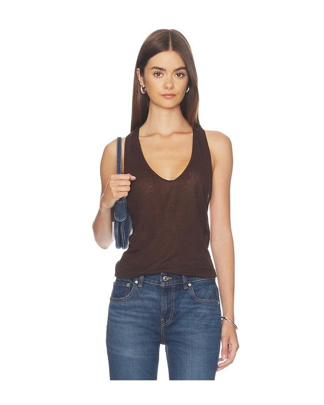 EB DENIM Blue Valley Sheer Racer Tank