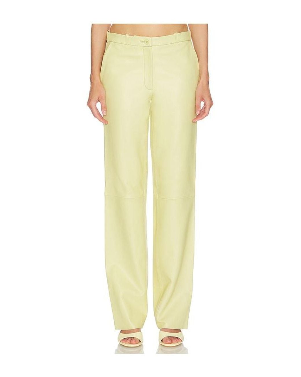 Helsa Yellow Soft Lamb Leather Pants