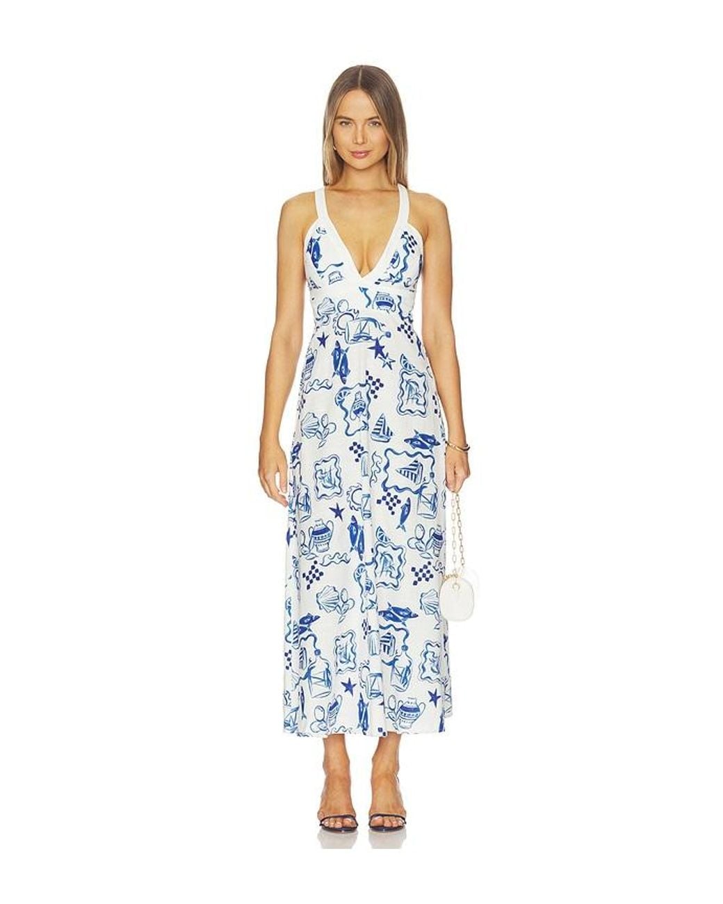 MINKPINK Blue Baci Cross Back Midi Dress