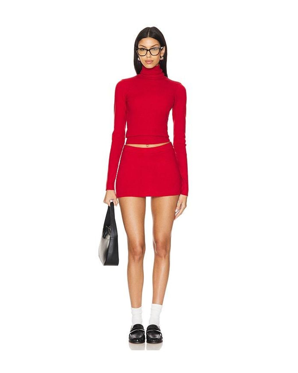 Frankie's Bikinis Red Milo Cloud Knit Turtleneck Sweater
