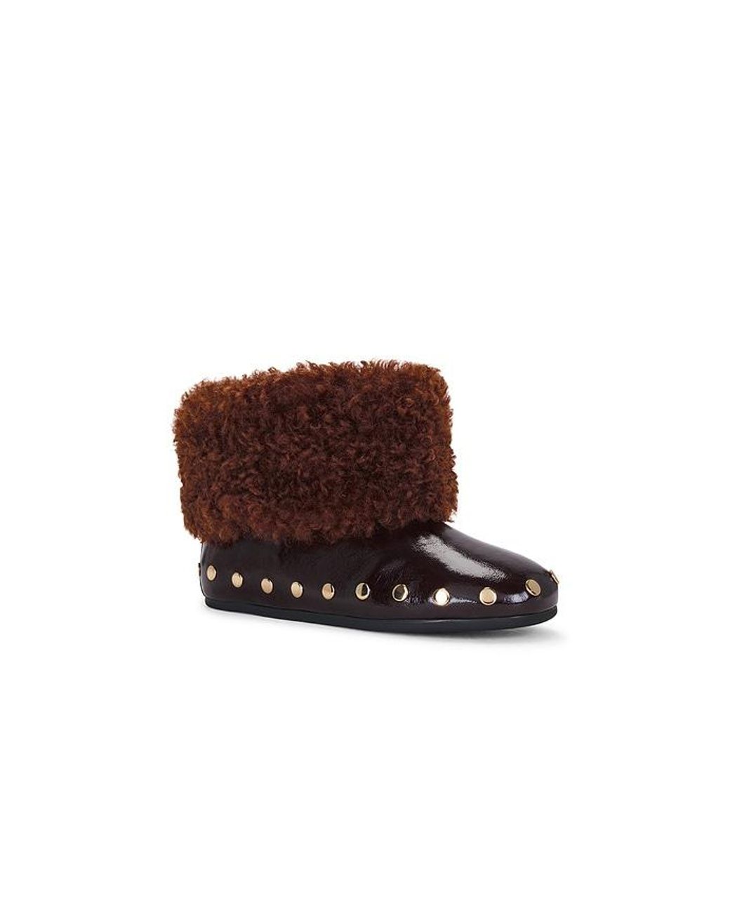 Ganni White Jenny Low Boot Deep Shine Faux Fur