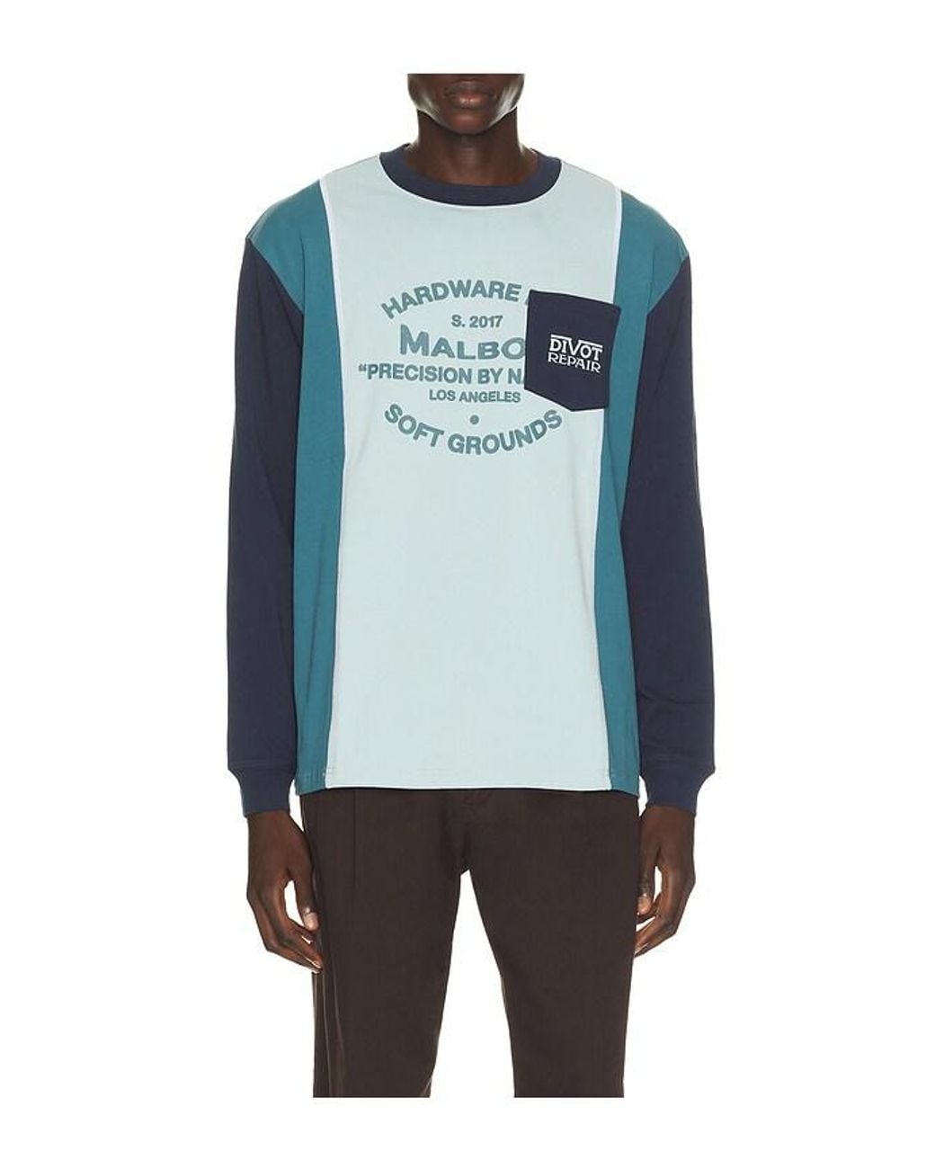 Malbon Blue Gridline Tee for men