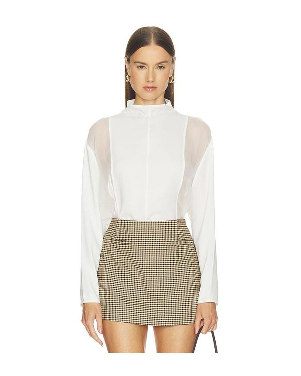 Sans Faff White Mockneck Silkshirt