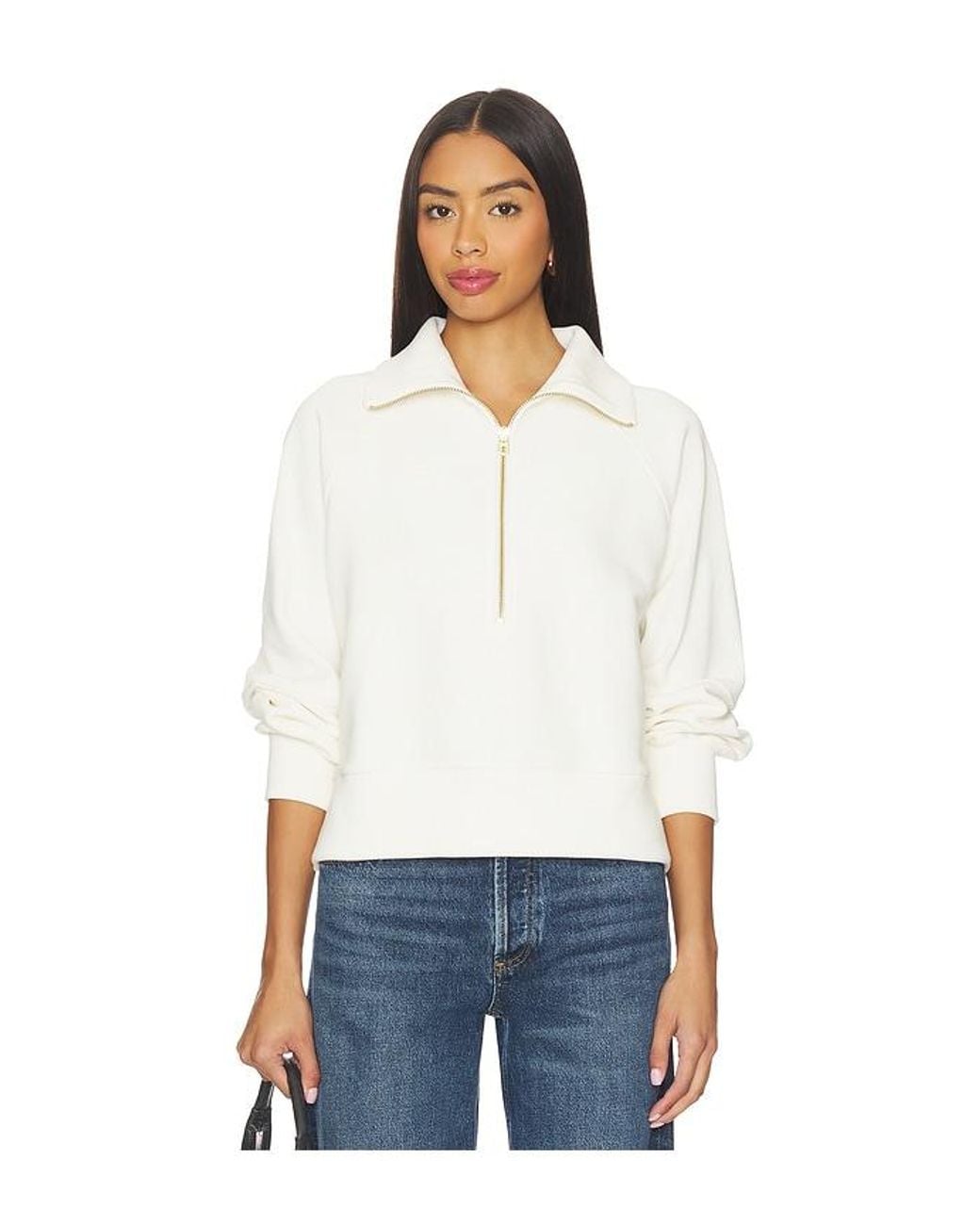 Varley White Milano Half Zip Sweatshirt