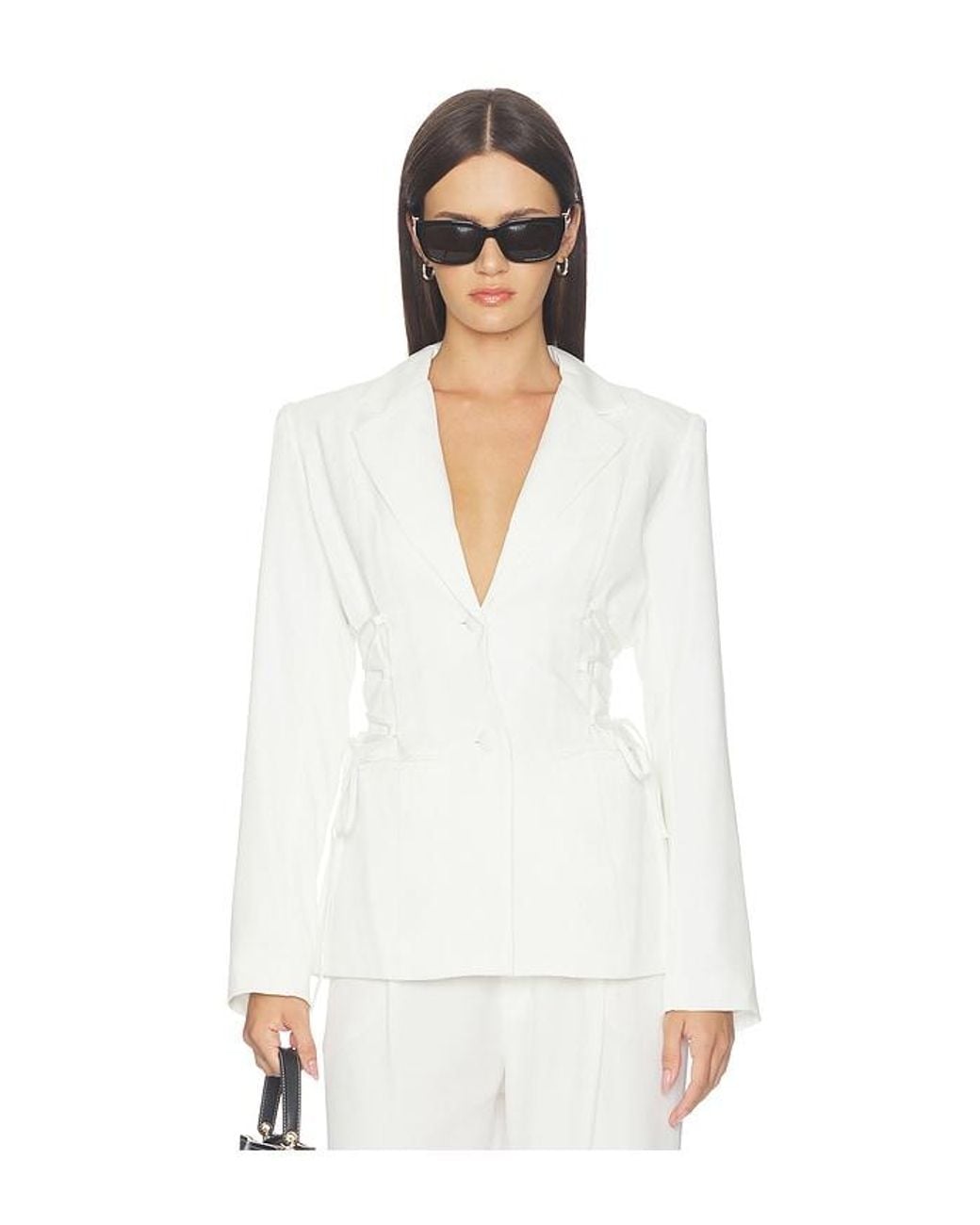 superdown White Jennifer Lace Up Blazer