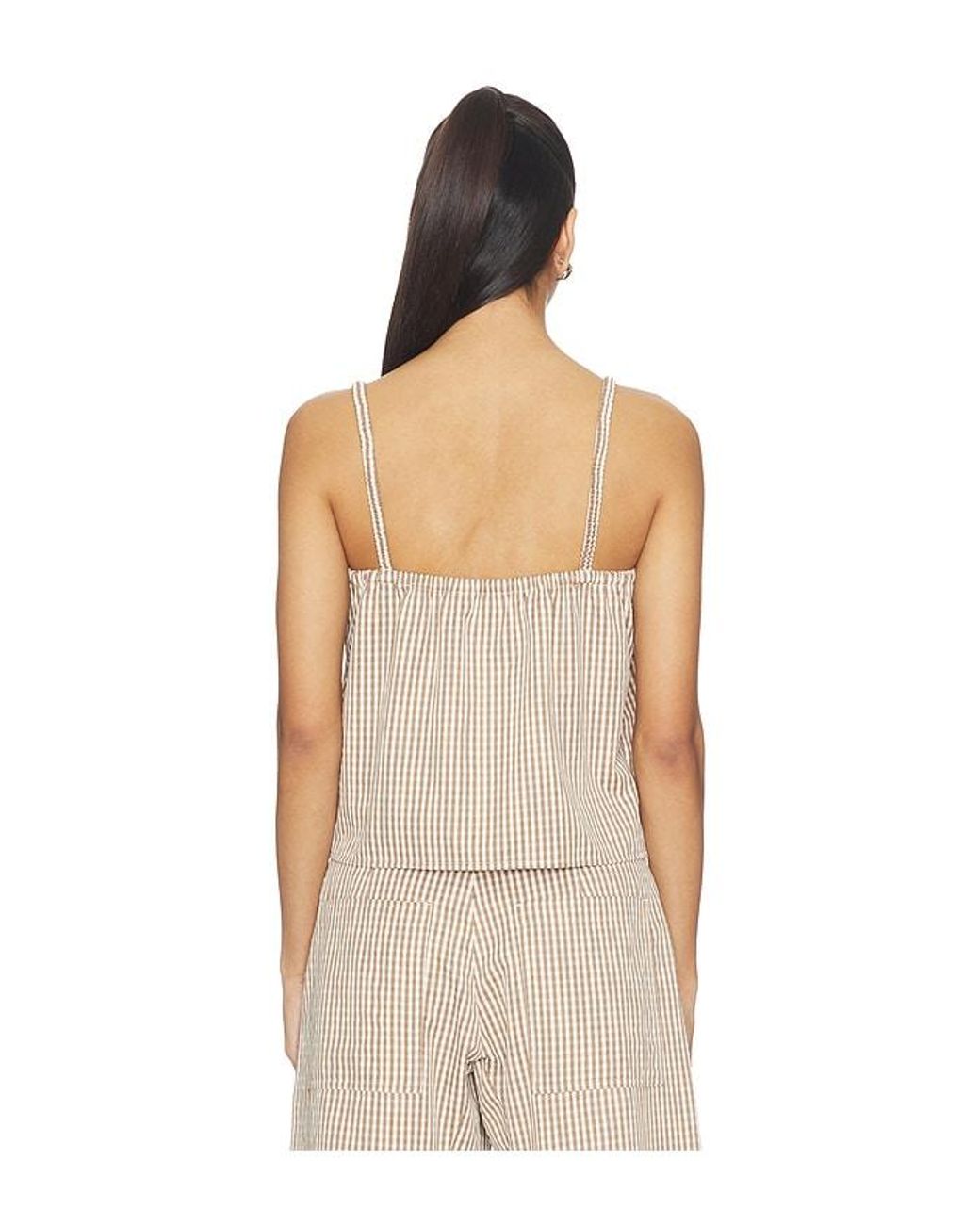 LNA Natural Brandy Check Top