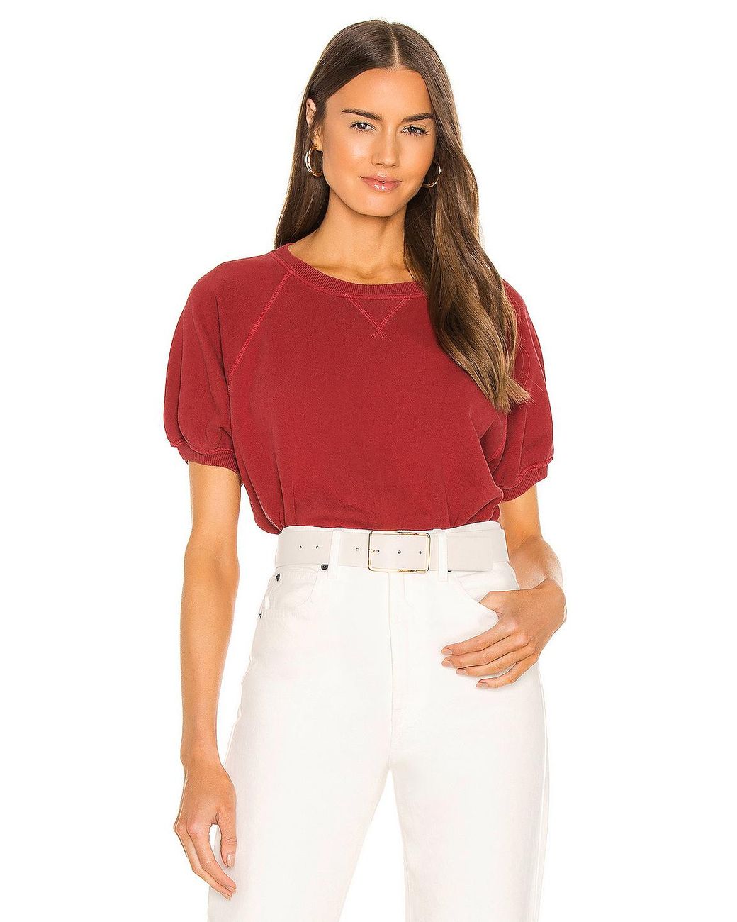 The Great Puff Sleeve Sweatshirt in Red - Lyst