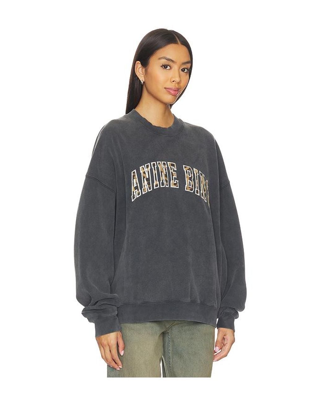 Anine Bing Black Miles Sweatshirt Leopard