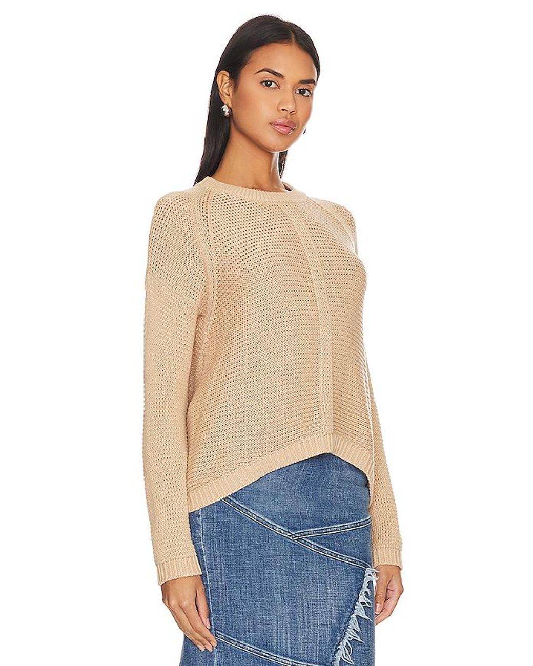 Autumn Cashmere Blue Rundhalsoberteil Aus Offenem Strick