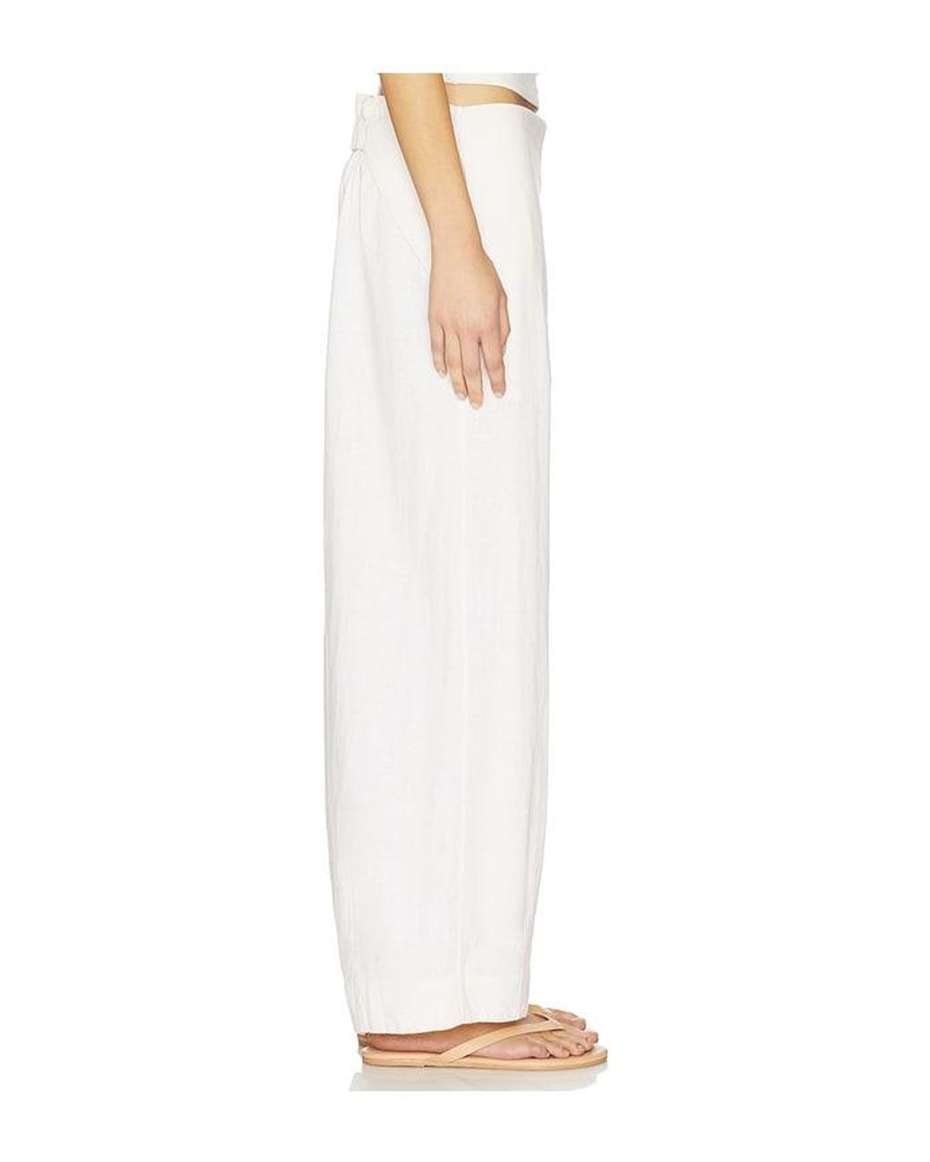 Free People White Demi Cotton Linen Pant