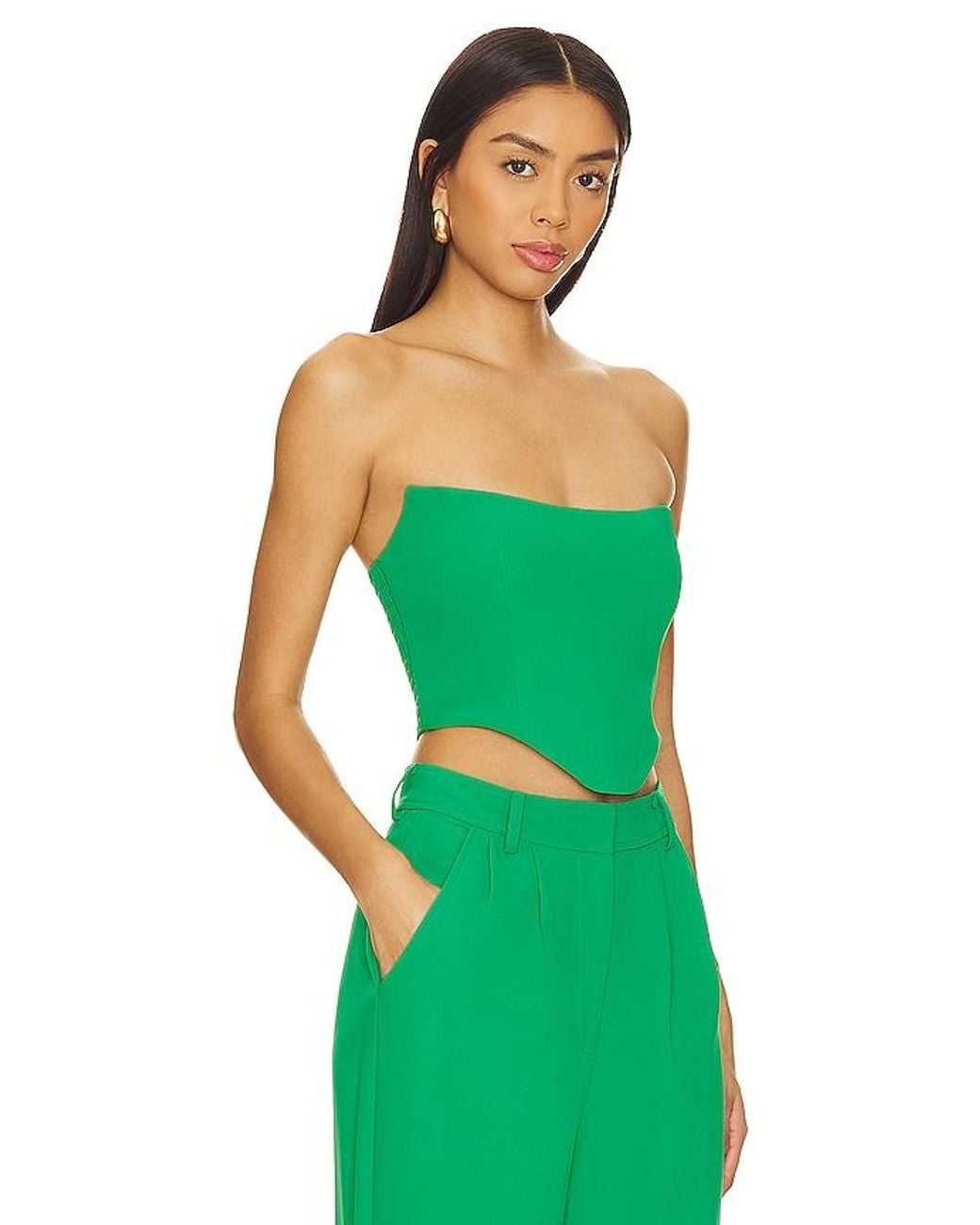 Amanda Uprichard Green Sabine Crop Top