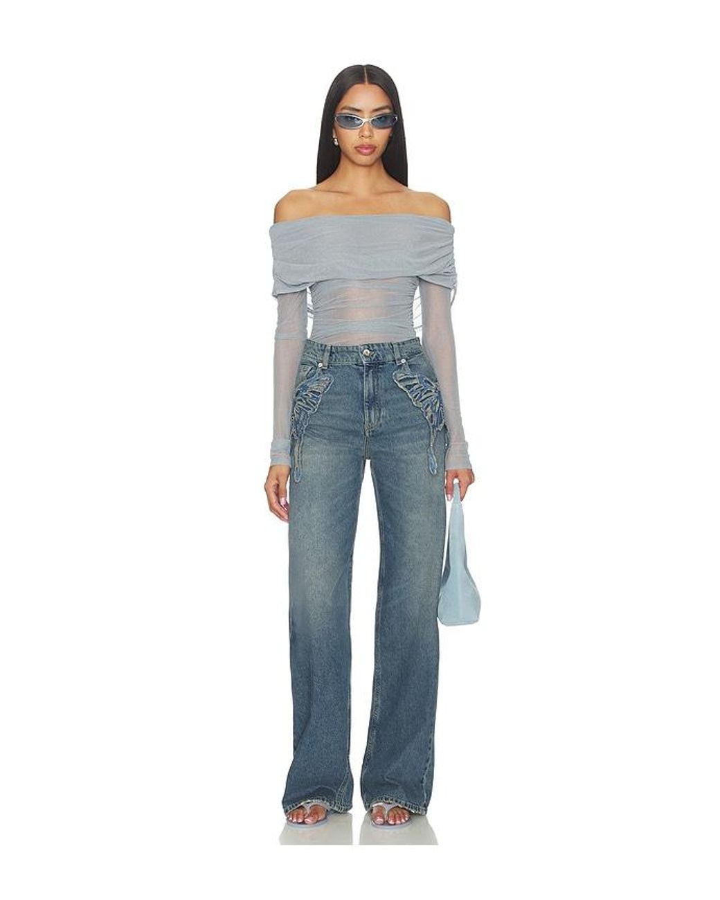 Blumarine Blue Scallop Boyfriend Jean