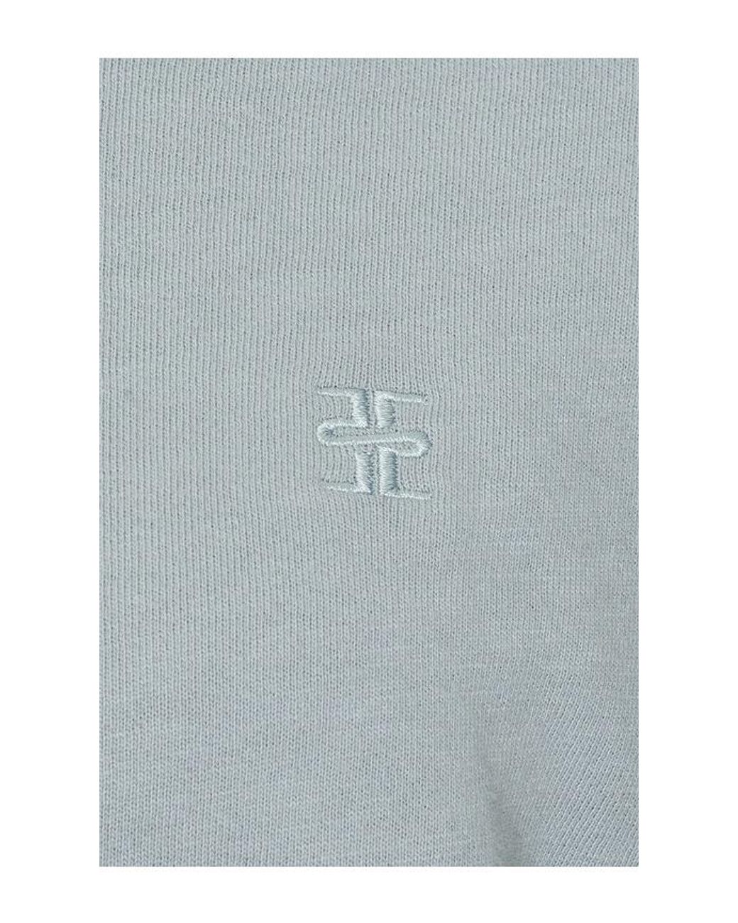 ÉTERNE Blue Lightweight French Terry Cropped V-Neck Sweatshirt