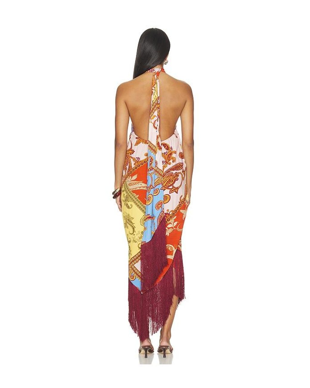 Hemant & Nandita Orange Tie Sash Long Dress