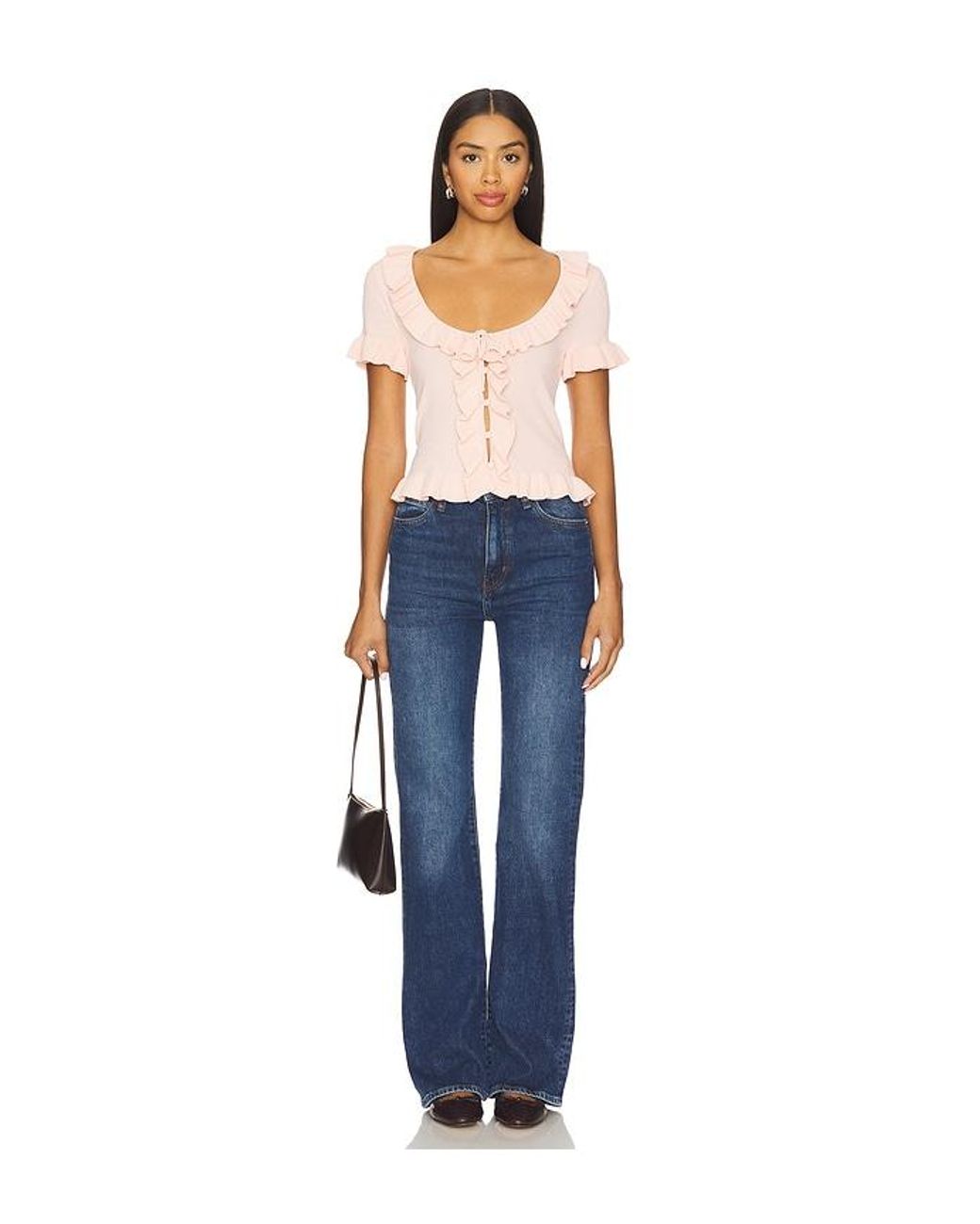 MAJORELLE Blue Kaomi Ruffle Knit Top