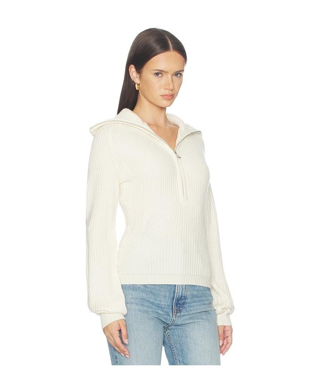 Anine Bing White June Trucker Collar Sweater