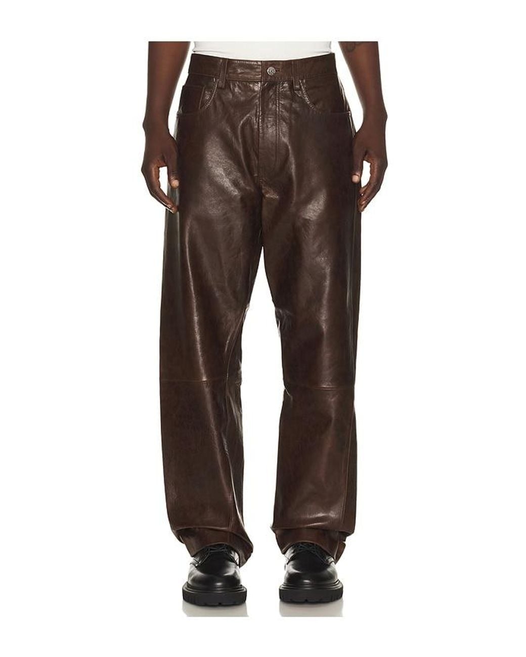 sunflower Black Wide Twist Leather Pant for men