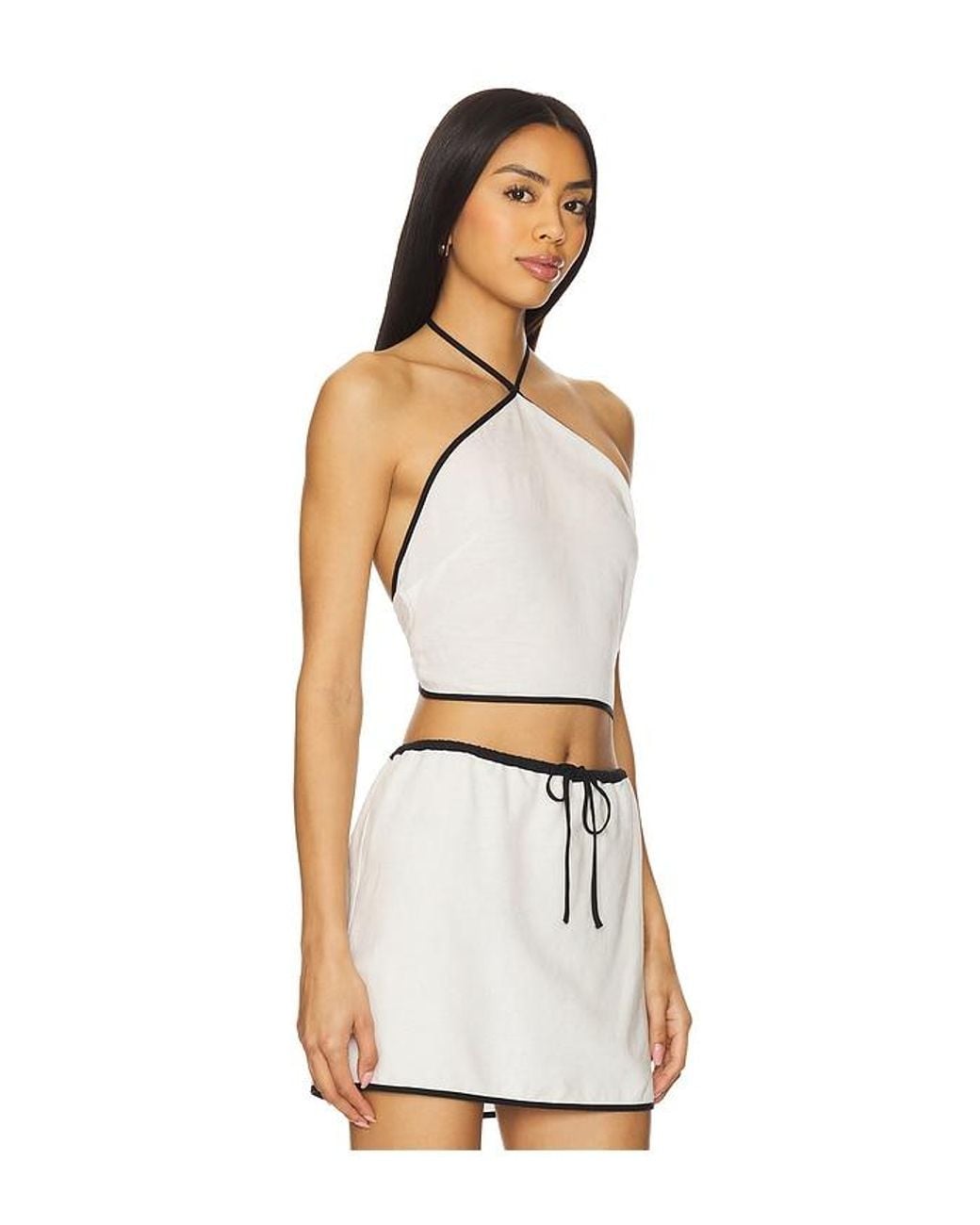 Onia White Air Linen Cropped Halter Top