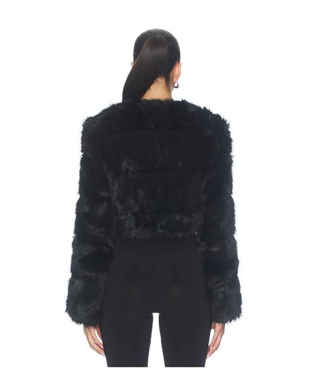 Bardot Black Petro Cropped Faux Fur Jacket