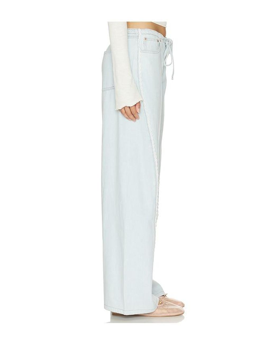 DL1961 White Aura Sienna Low Slung Relaxed Wide Leg Jeans