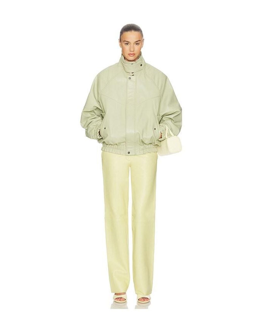Helsa Yellow Soft Lamb Leather Pants
