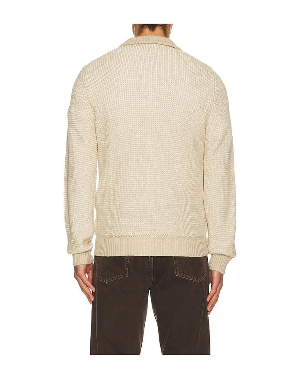 Faherty Brand Strick Quarter Button in Natural für Herren
