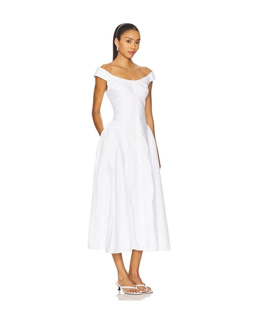 LPA White Mira Midi Dress
