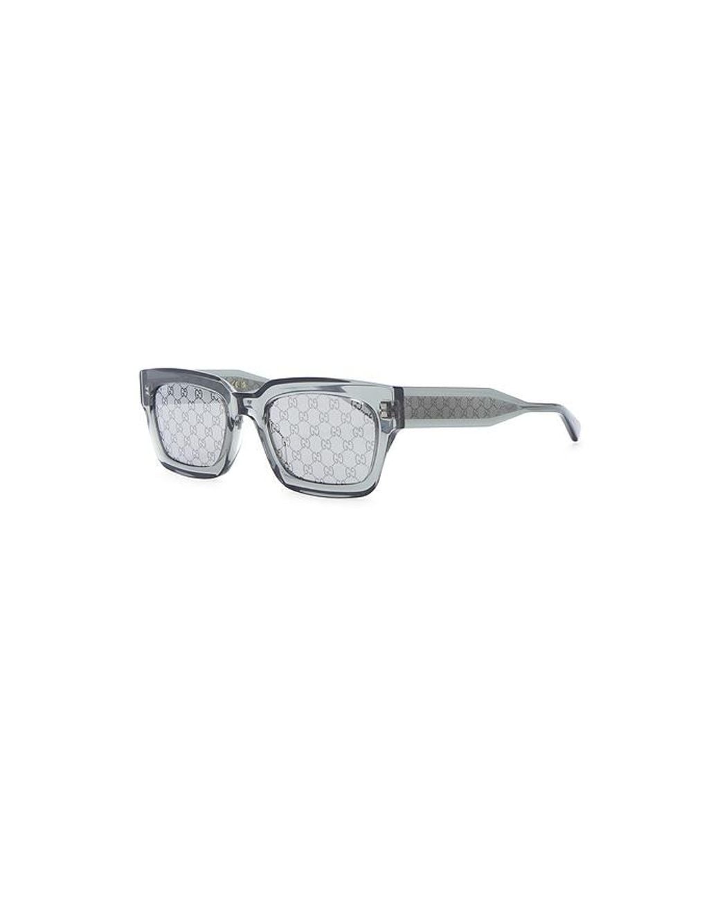 Gucci Gray G Monogram Rectangular Sunglasses for men