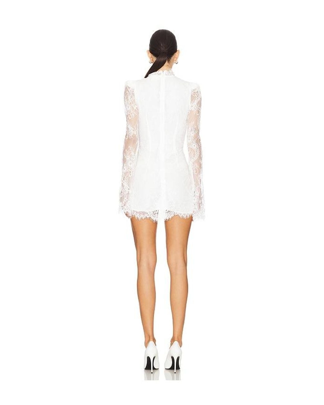 Stone Cold Fox White Nylon Lace Bell Sleeve Mini Dress